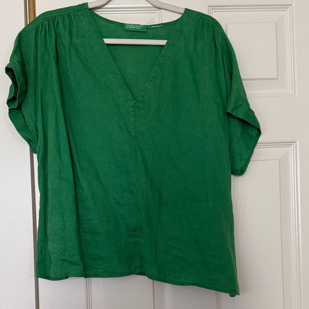 United Colors of Benetton V-Neck Green Blouse